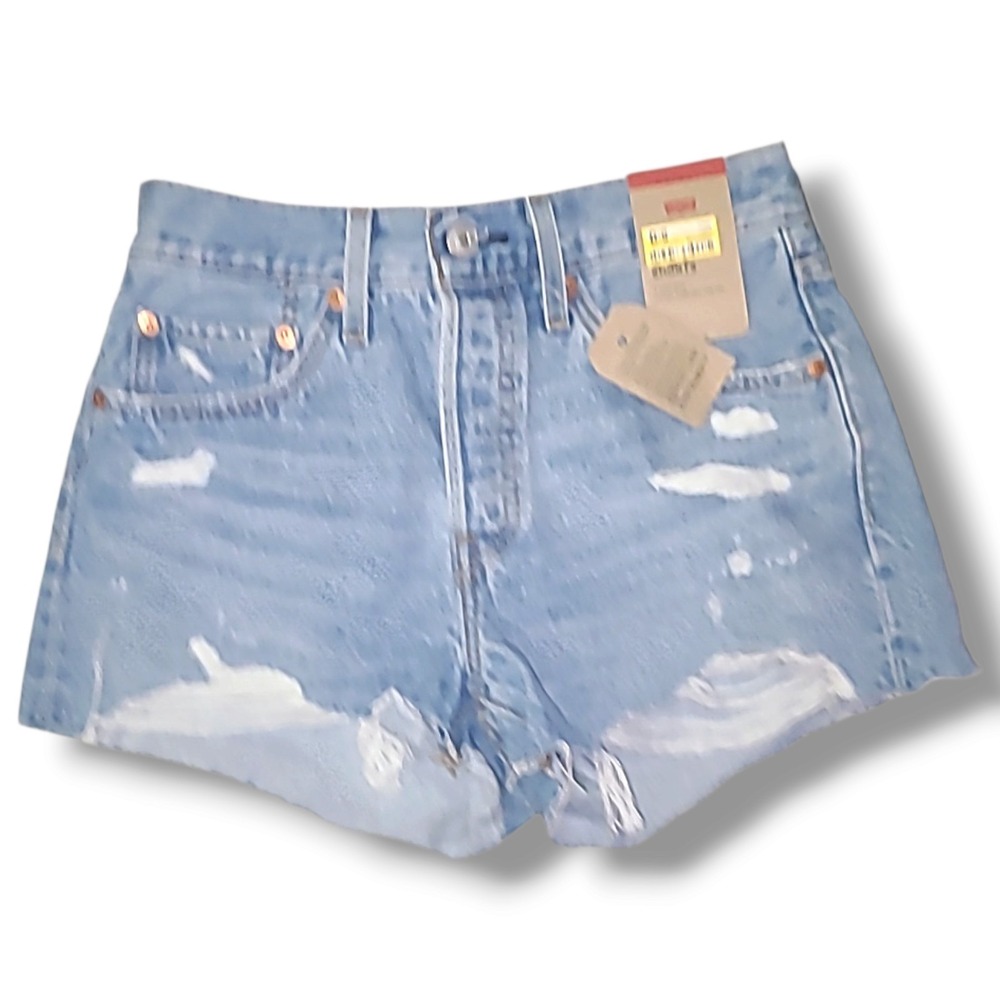 Levi's 501 Women's Cutoff Jean Shorts NWT Size 26 Button Fly Distressed Denim